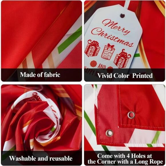 Christmas Door Cover Decoration Merry Box Bowknot Photography Backdrop Outdoor - Picture 2 of 7